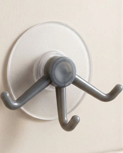 Jmyvn Adhesive Rotating Triple Wall Hook Frosted Clear Smoke - Lifestyle view