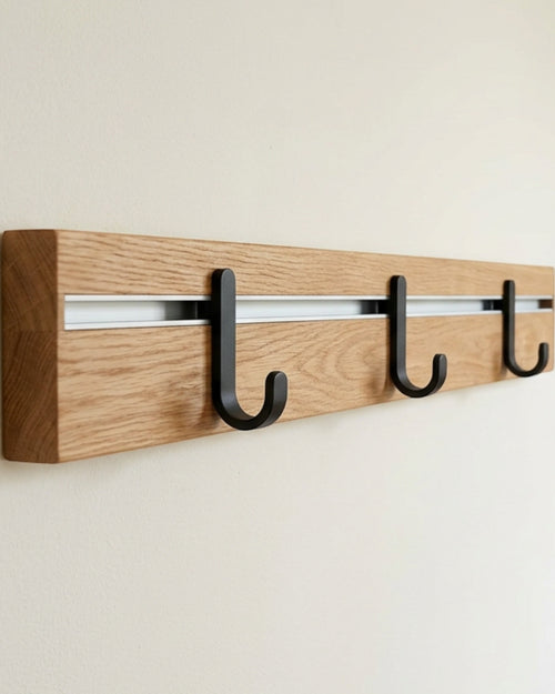 Jmyvn Three Sliding Hook Wall Rail Oak Black - Lifestyle view