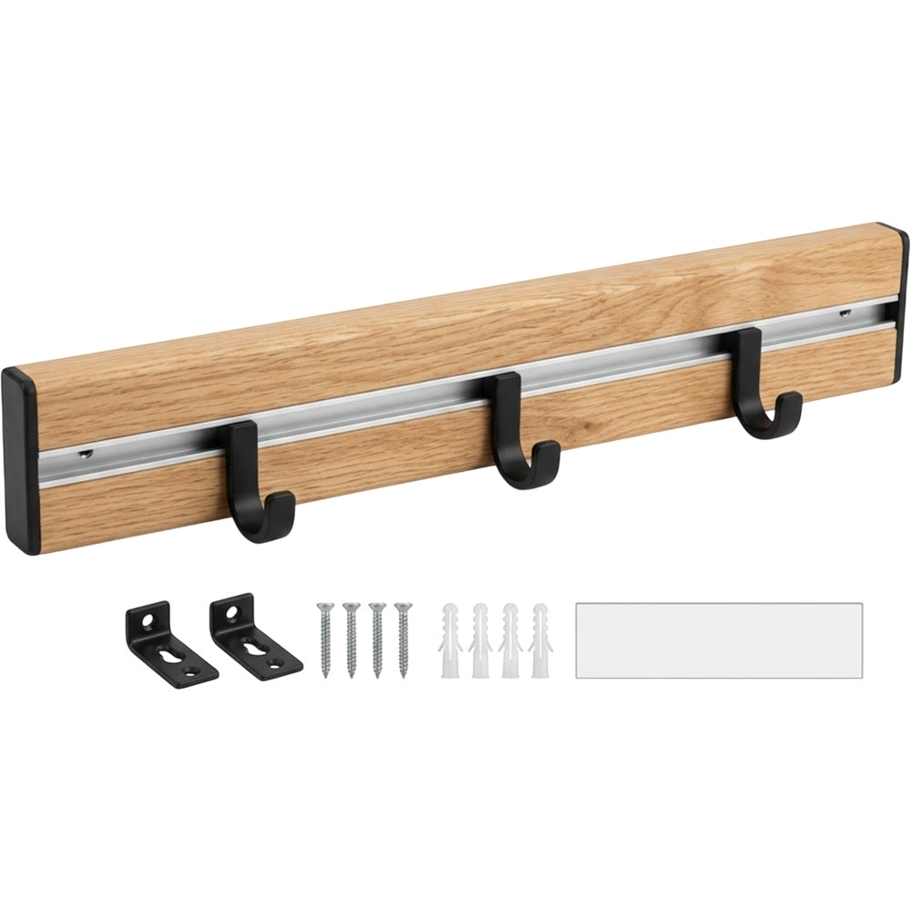 Jmyvn Three Sliding Hook Wall Rail Oak Black - Product view